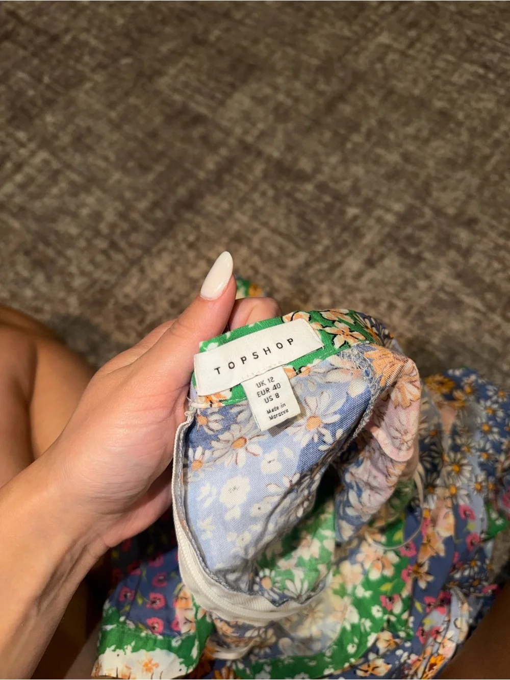 Floral Patchwork Maxi Skirt with front slit - Multicolor